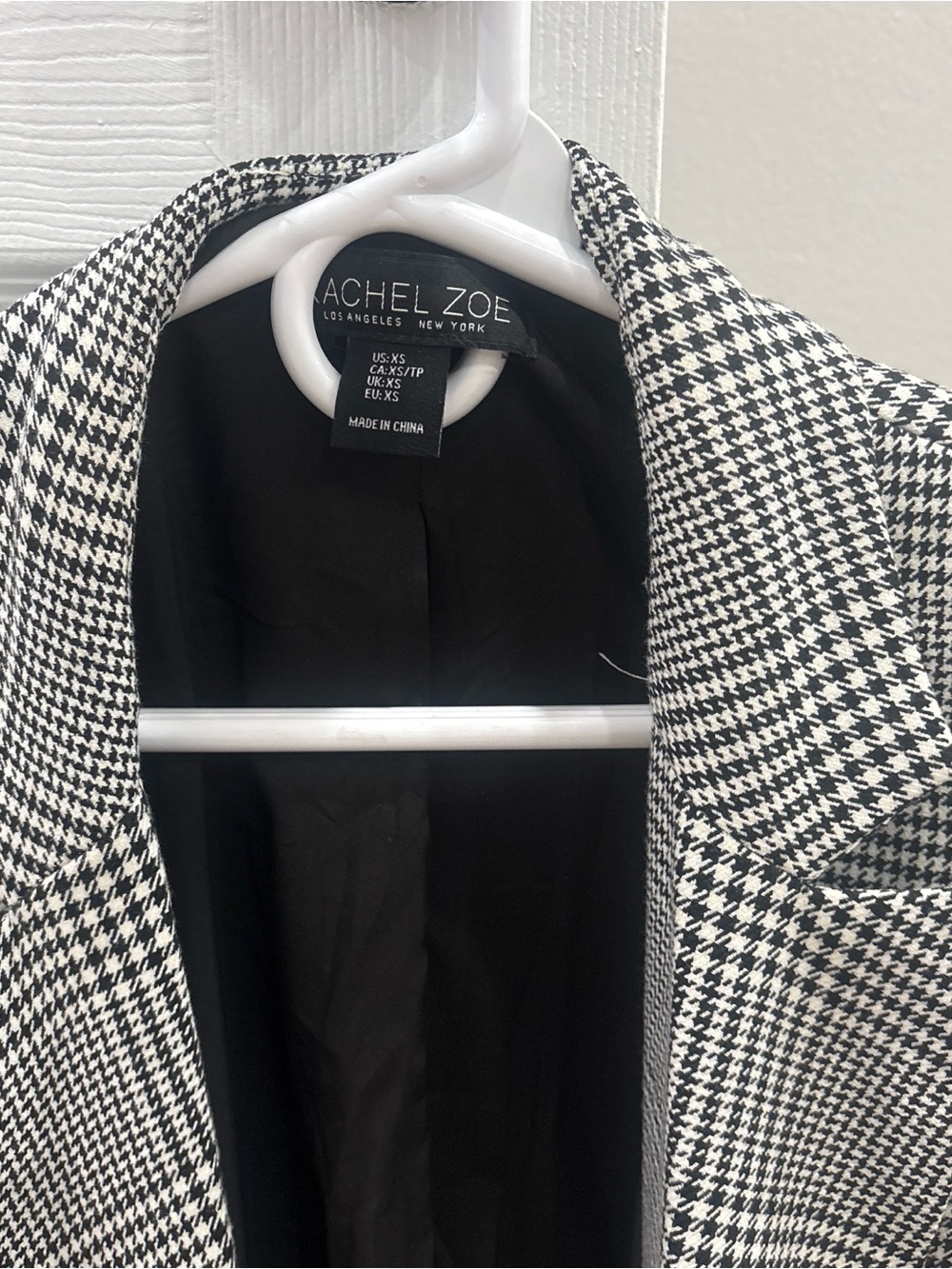 Rachel Zoe Black and White Houndstooth Blazer